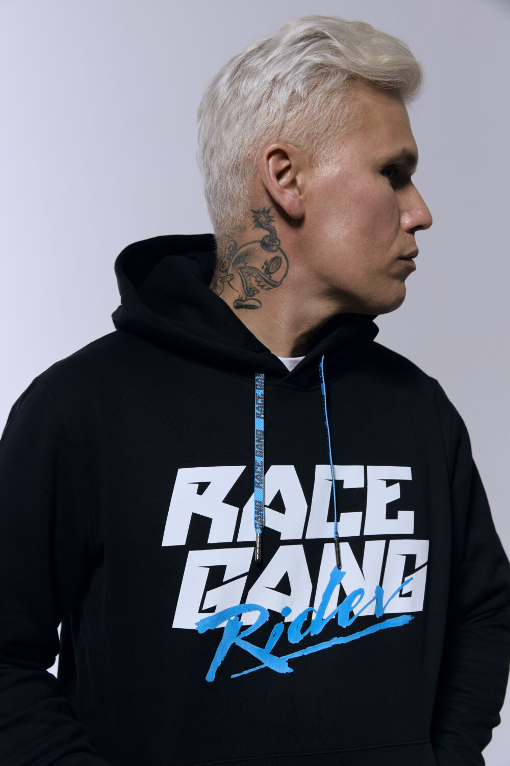 RaceGang Rider Czarna bawełniana bluza z kapturem