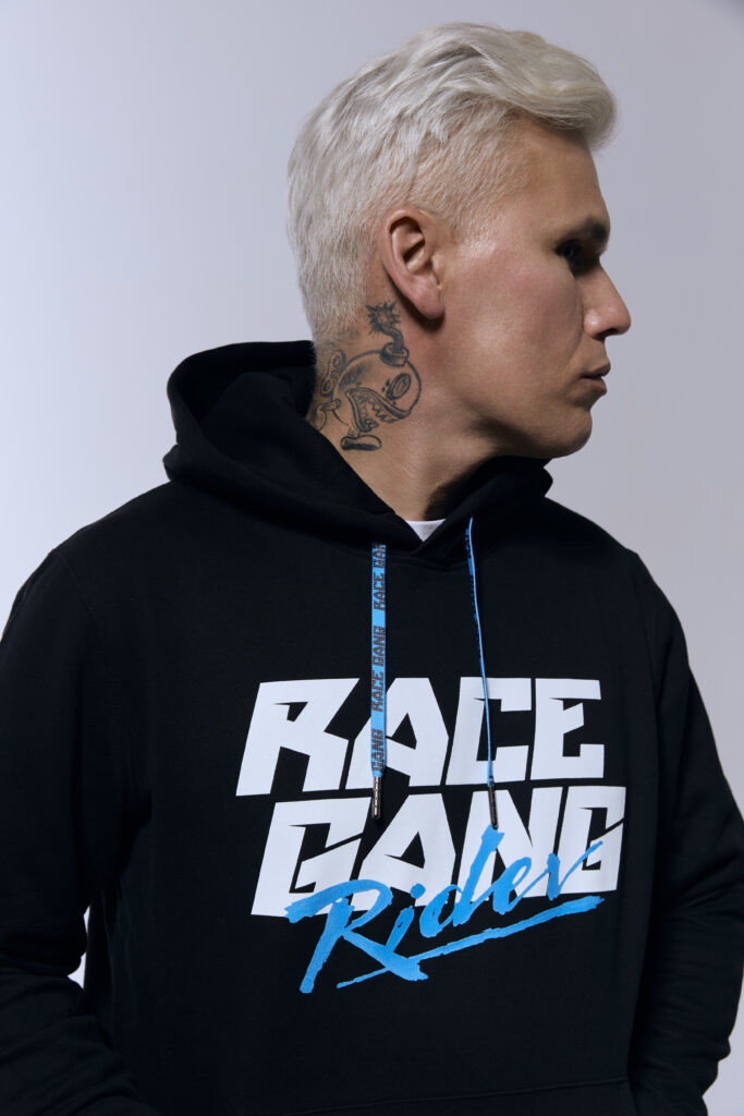 RaceGang Rider Czarna bawełniana bluza z kapturem