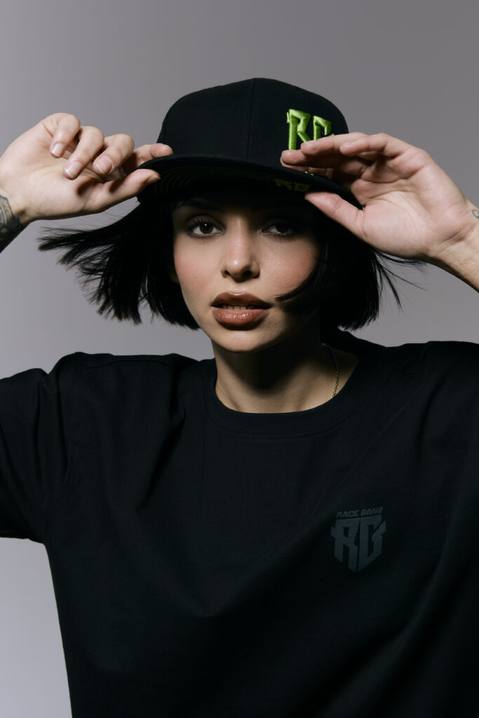 RG Snap Cap Czapka z daszkiem bawełniana czarna z zielonym logo RaceGang